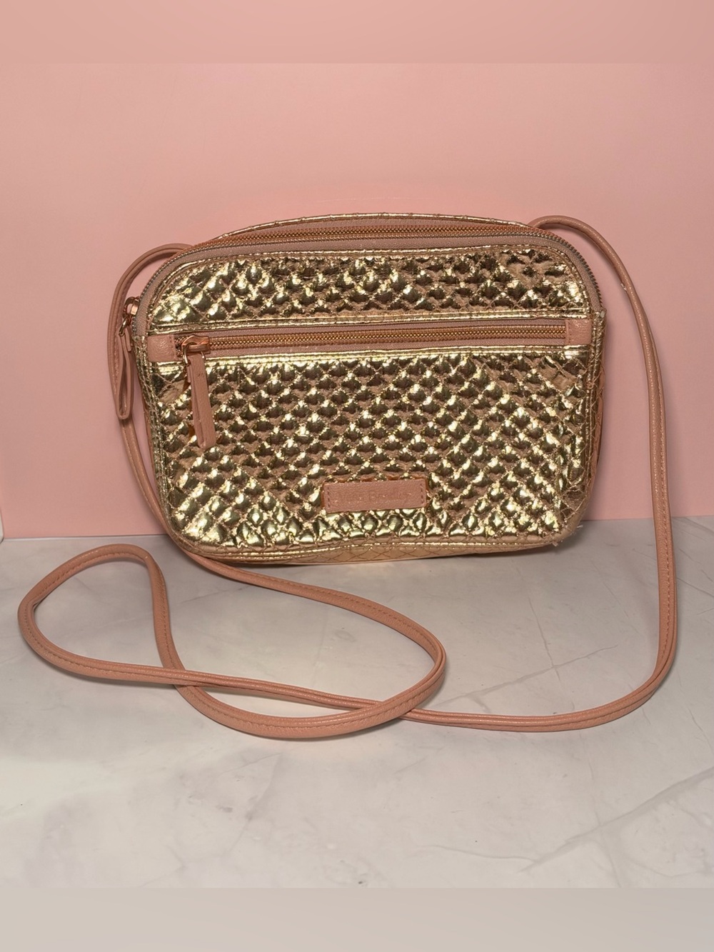 Vera Bradley Metallic Gold Quilted Crossbody Bag